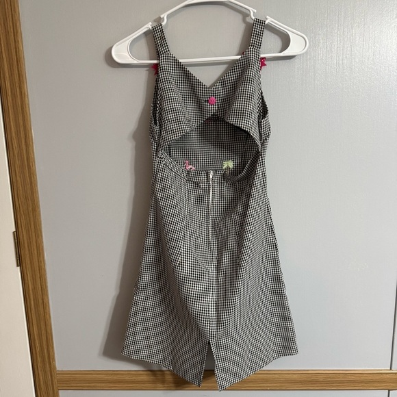 Bonnie Jean Black and White Gingham Dress with Palm Leaf Size 8 - Picture 2 of 6